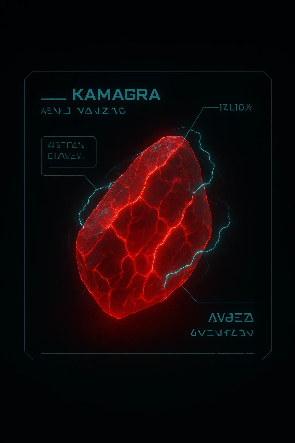 A schematic of a Kamagra tablet presented as an unstable lightsaber crystal.